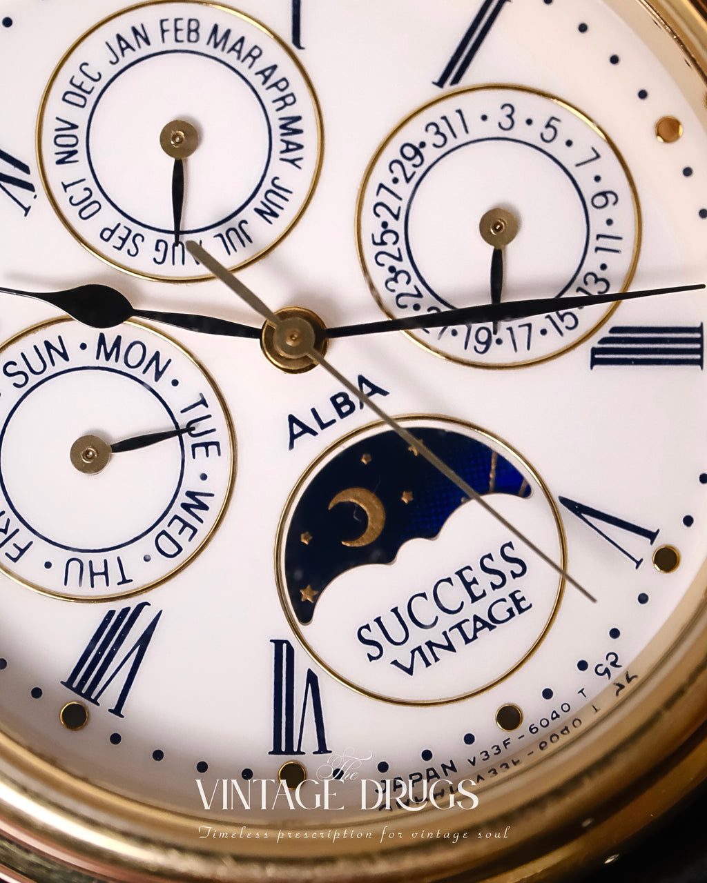Alba by Seiko Vintage Moonphase 1980s Ref. V33F-6040