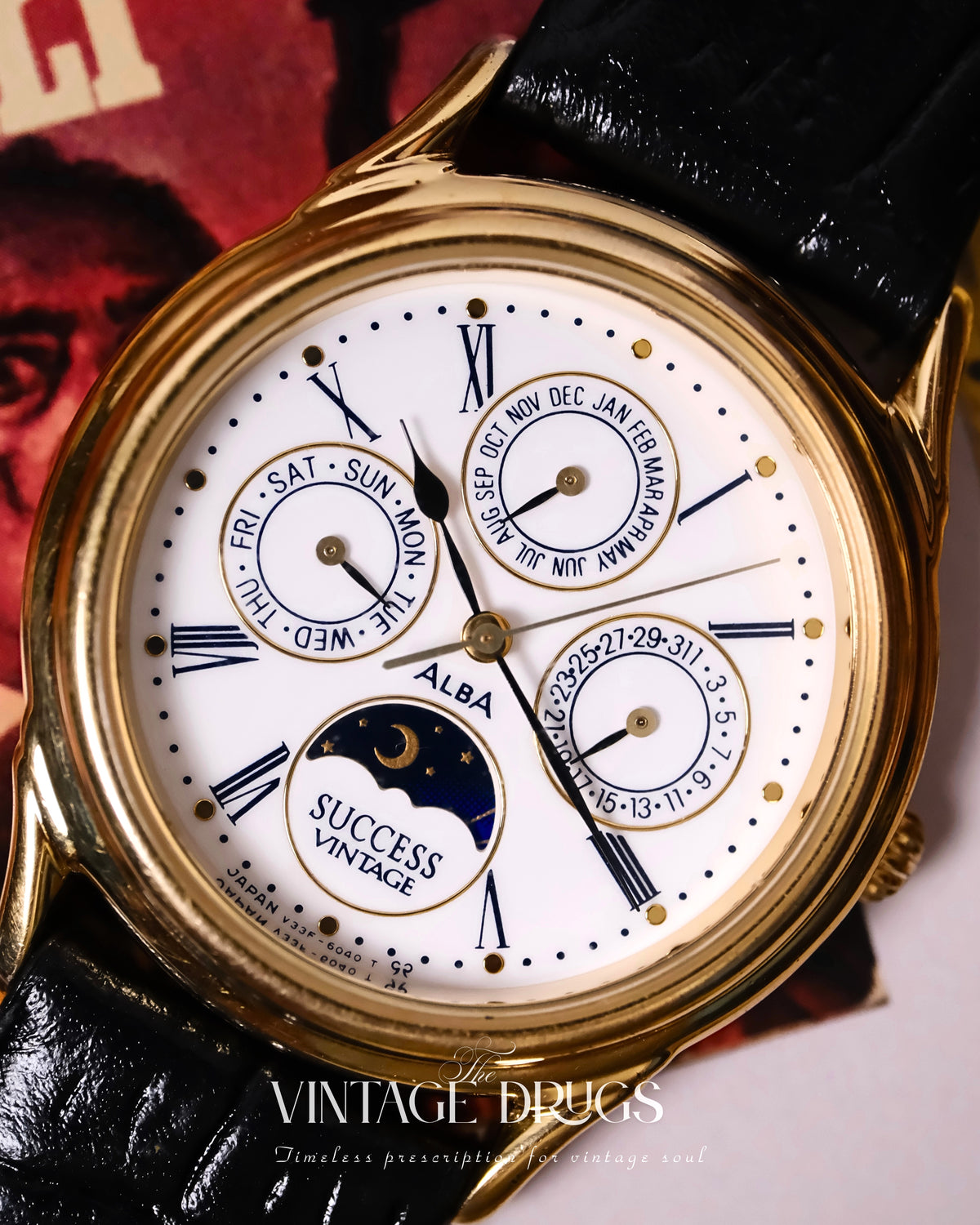Alba by Seiko Vintage Moonphase 1980s Ref. V33F-6040