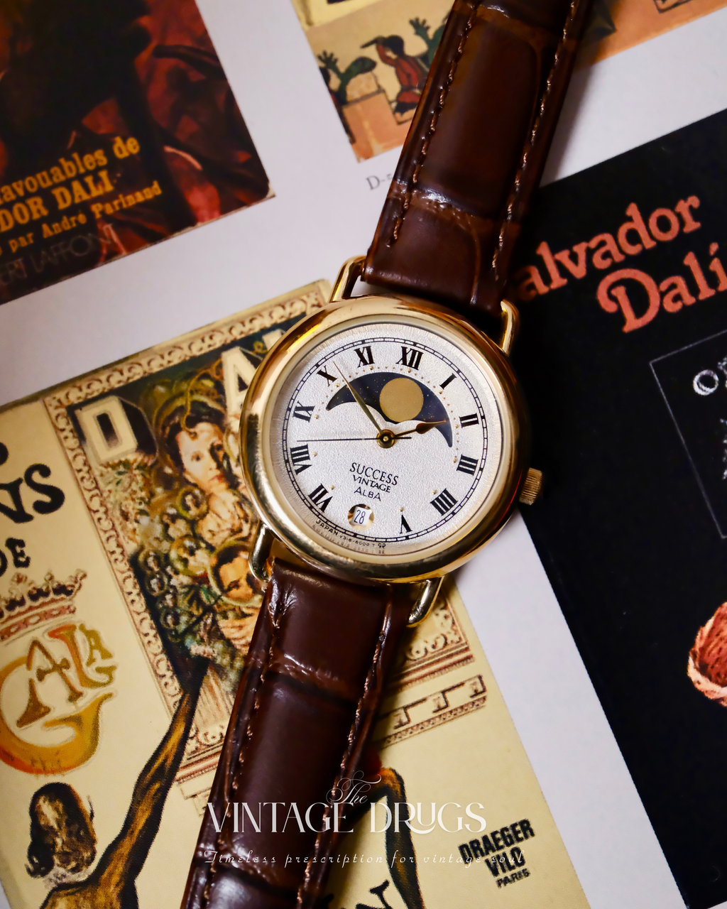 Alba by Seiko Moonphase Sand-Texture Dial 1990s — Rare Japanese Vintage