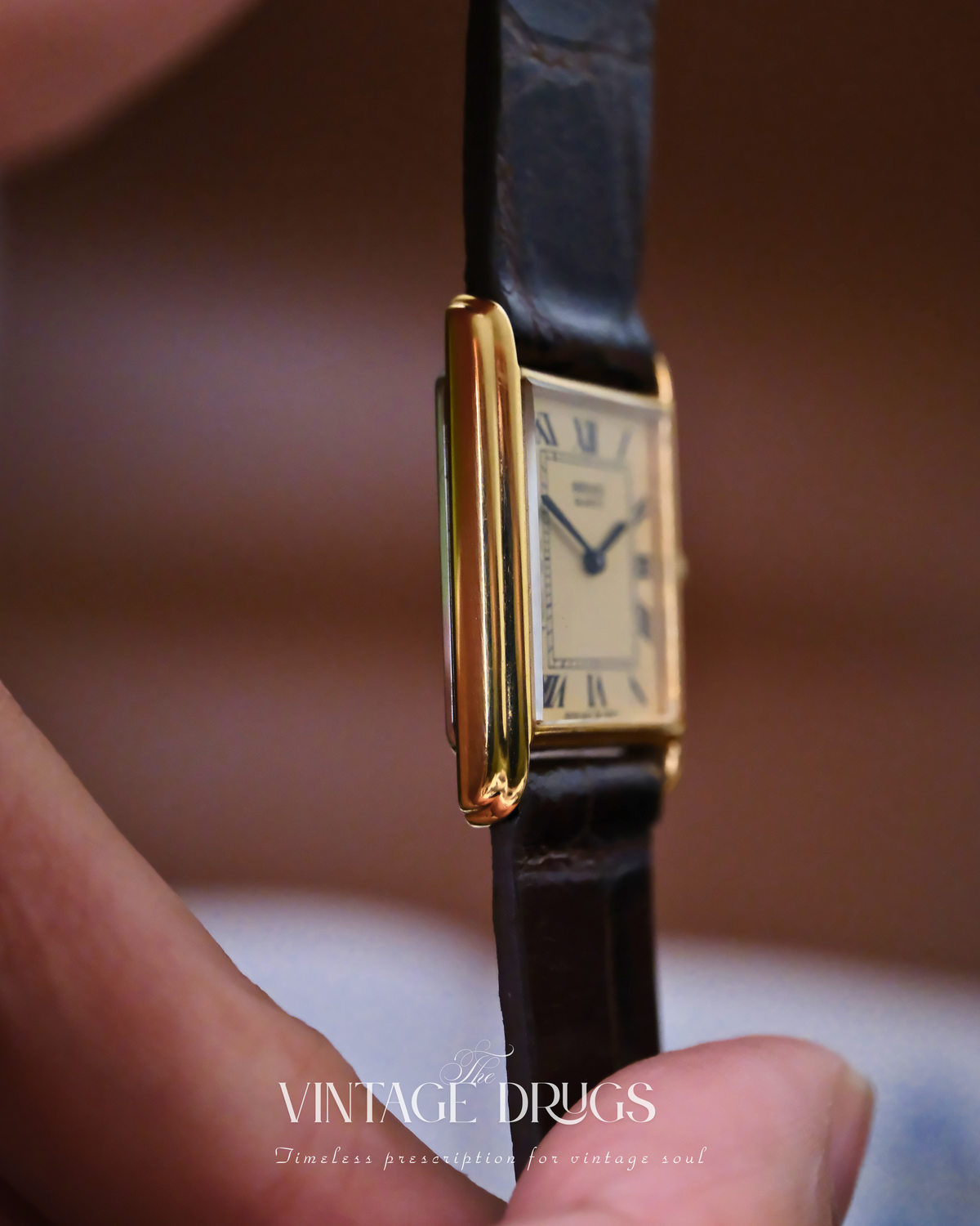Seiko Vintage Gold-Plated Tank Watch 1980s - Must de Homage Ref. 1400-6820