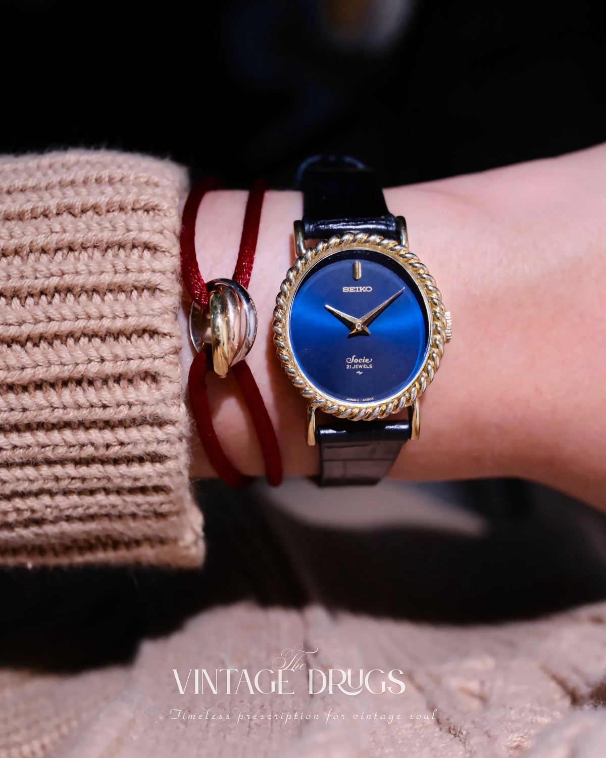 Seiko Deep Blue Rope Case 1980s Ref. 11-8410 — Art Deco Vintage