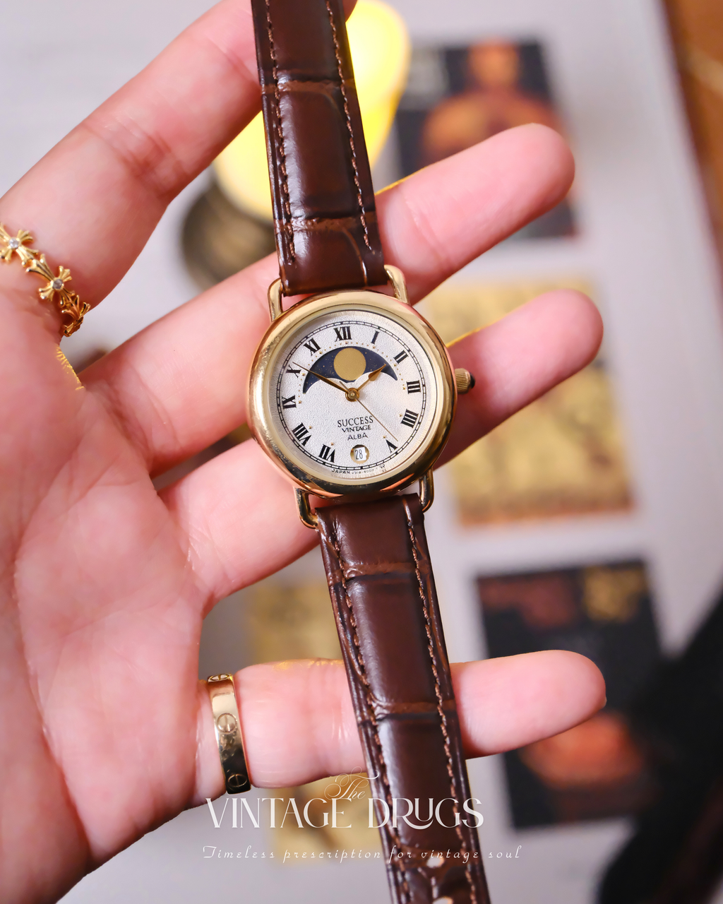 Alba by Seiko Moonphase Sand-Texture Dial 1990s — Rare Japanese Vintage