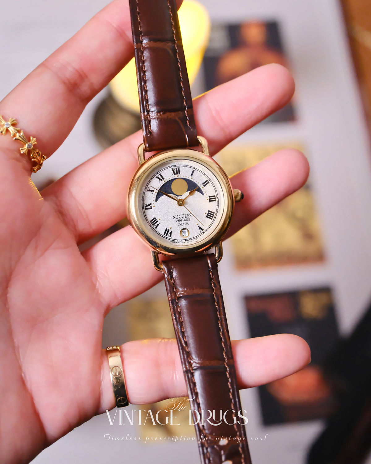 Alba by Seiko Moonphase Sand-Texture Dial 1990s — Rare Japanese Vintage