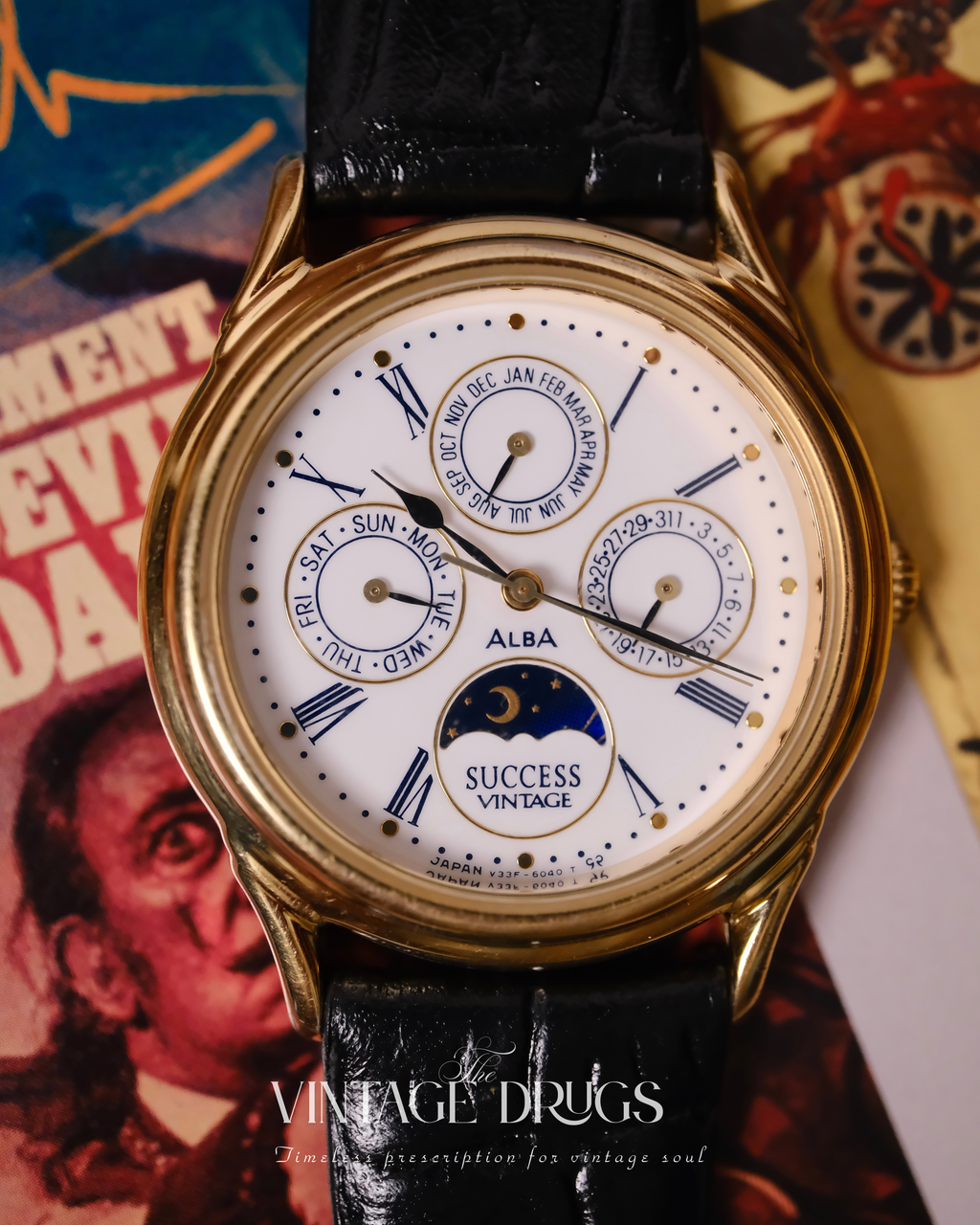 Alba by Seiko Vintage Moonphase 1980s Ref. V33F-6040